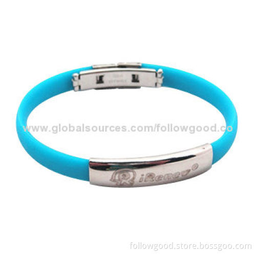 Metal Cover Silicone Bracelet, Cover Button Can be Adjusted